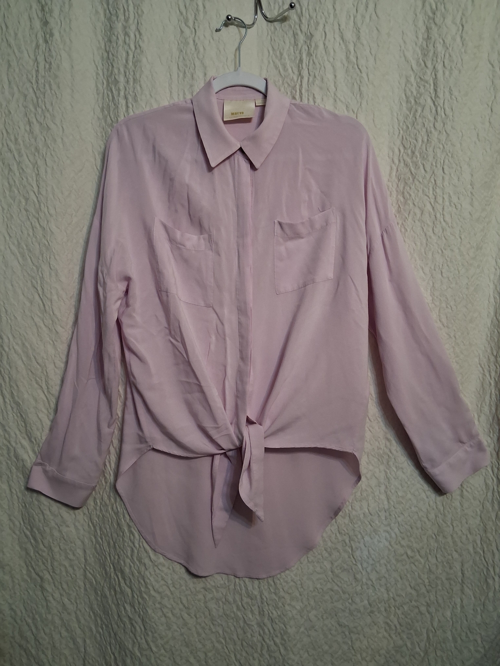 Maeve By Anthropologie Light Pink Tie-Front Button Down Shirt